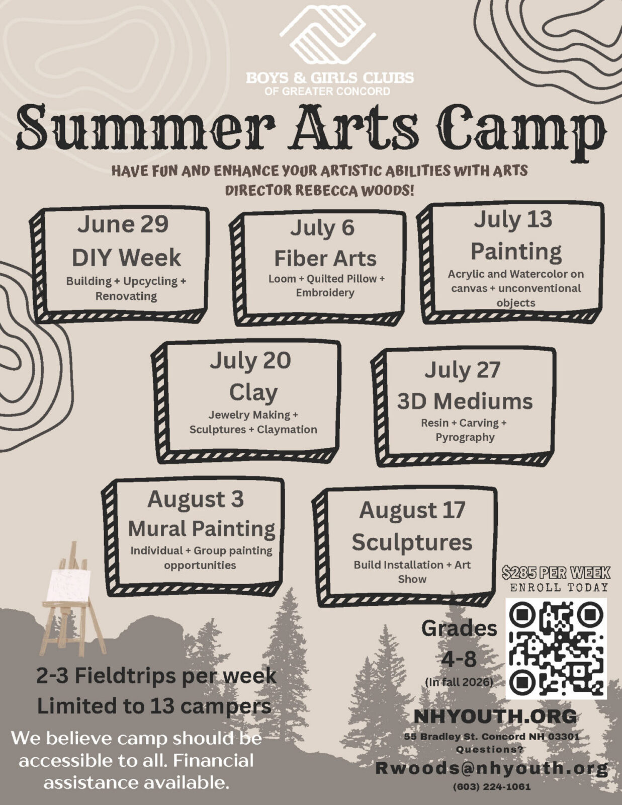 2026 Summer Art Camp Flyer