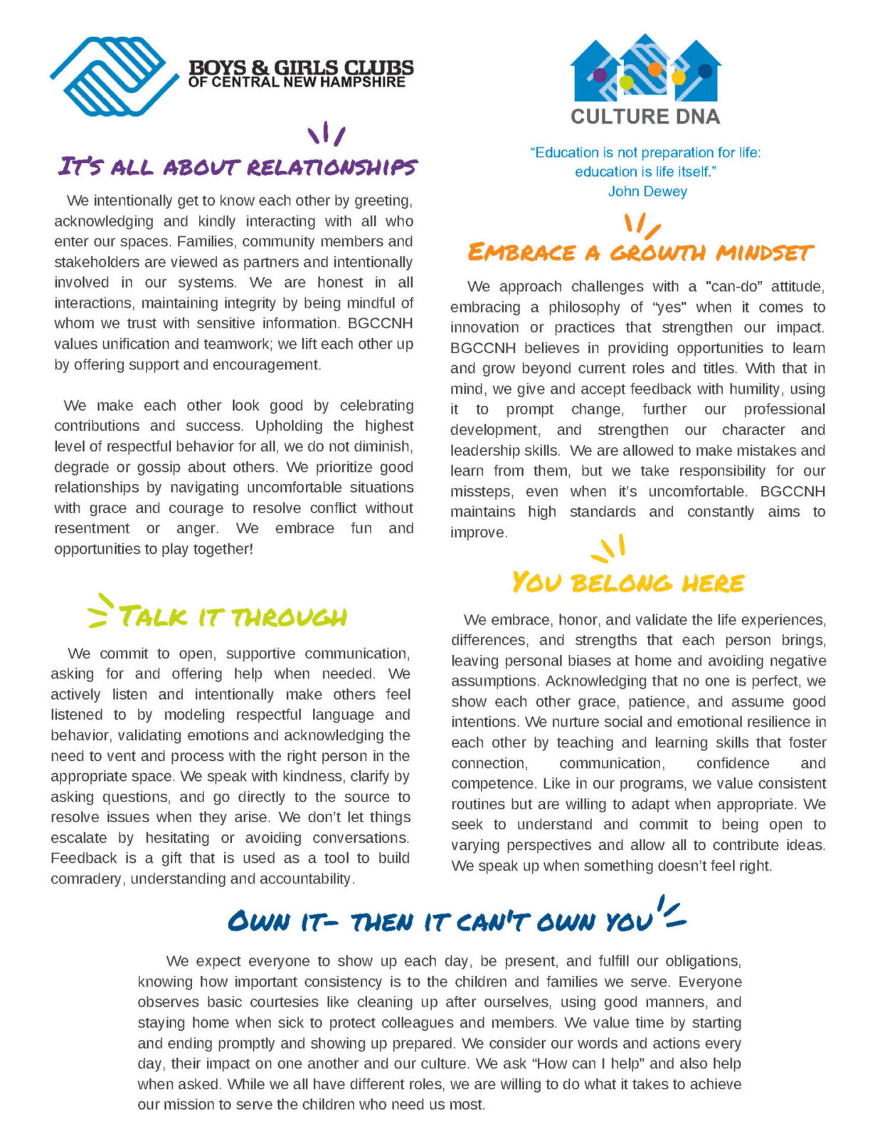 The principals of our work environment